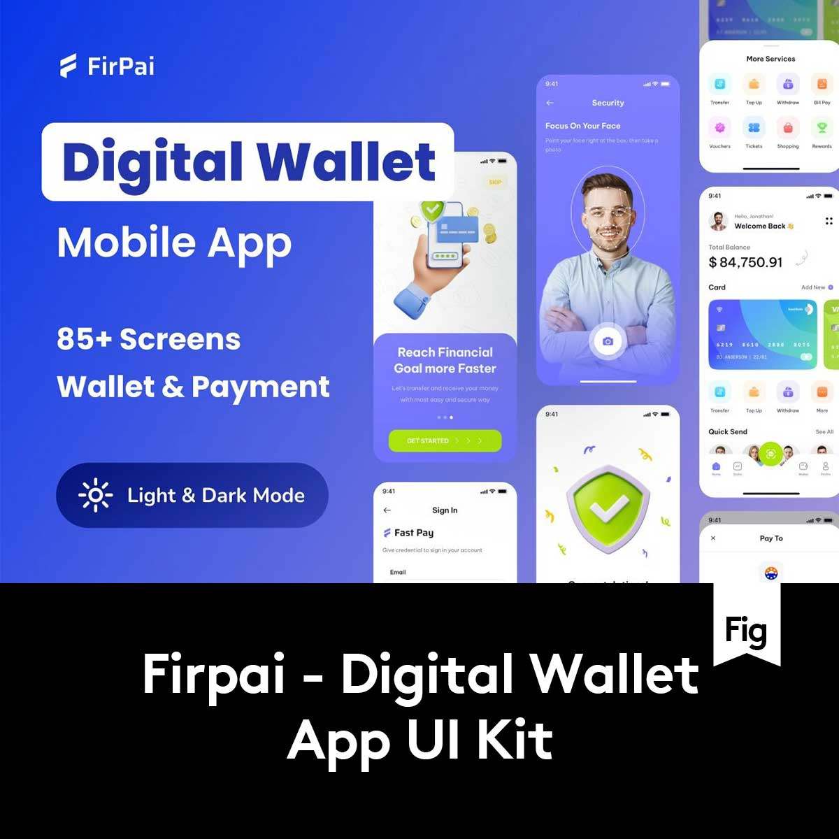 85+屏数字银行钱包理财财务管理APP应用程序界面设计Figma模板
