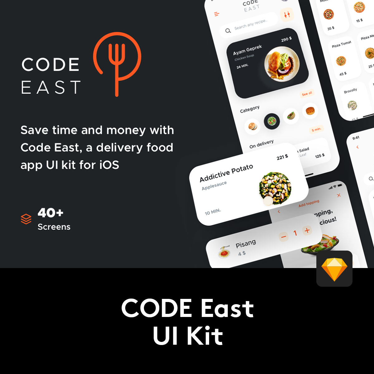 外卖送餐APP应用UI界面设计模板 CODE East UI Kit U2020042601