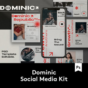 Dominic Social Media Kit 潮流新媒体推广海报模板 S2020040204