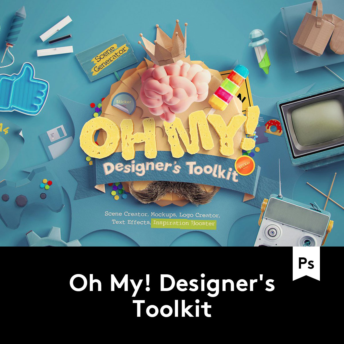 Oh My! Designer's Toolkit潮流趣味场景样机模板 M2020040603