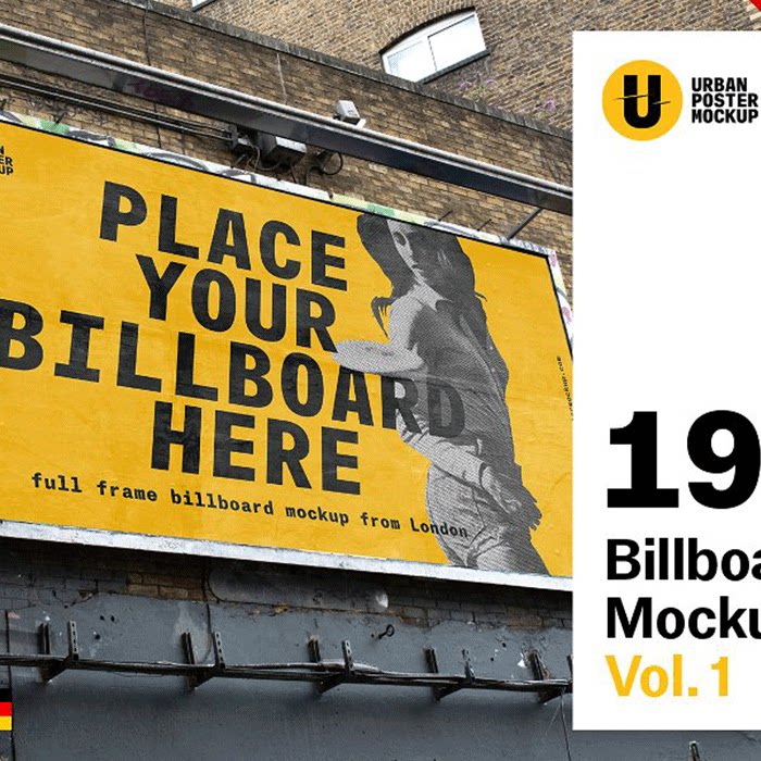 19款大型的户外广告品牌宣传展板背景版招贴海报智能贴图psd样机