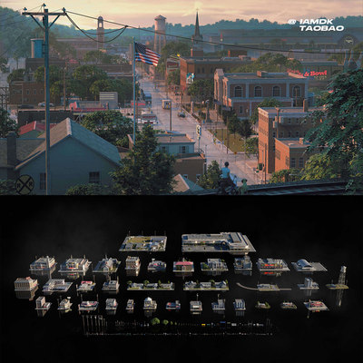 美国城市郊区市区楼房建筑3D模型C4D Octane/Blender格式