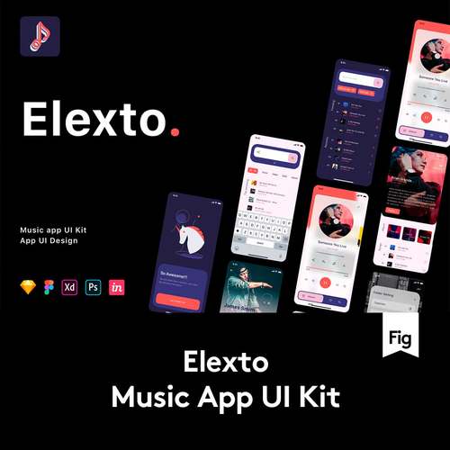 70+屏音乐流媒体播放器APP软件UI界面设计Figma/Sketch/XD格式