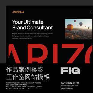 15屏暗黑摄影作品案例展示工作室网站ui界面设计figma/framer模板