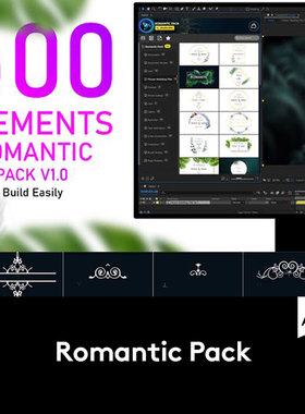 AE脚本 500组浪漫婚礼文字标题边框装饰粒子光效元素转场调色素材