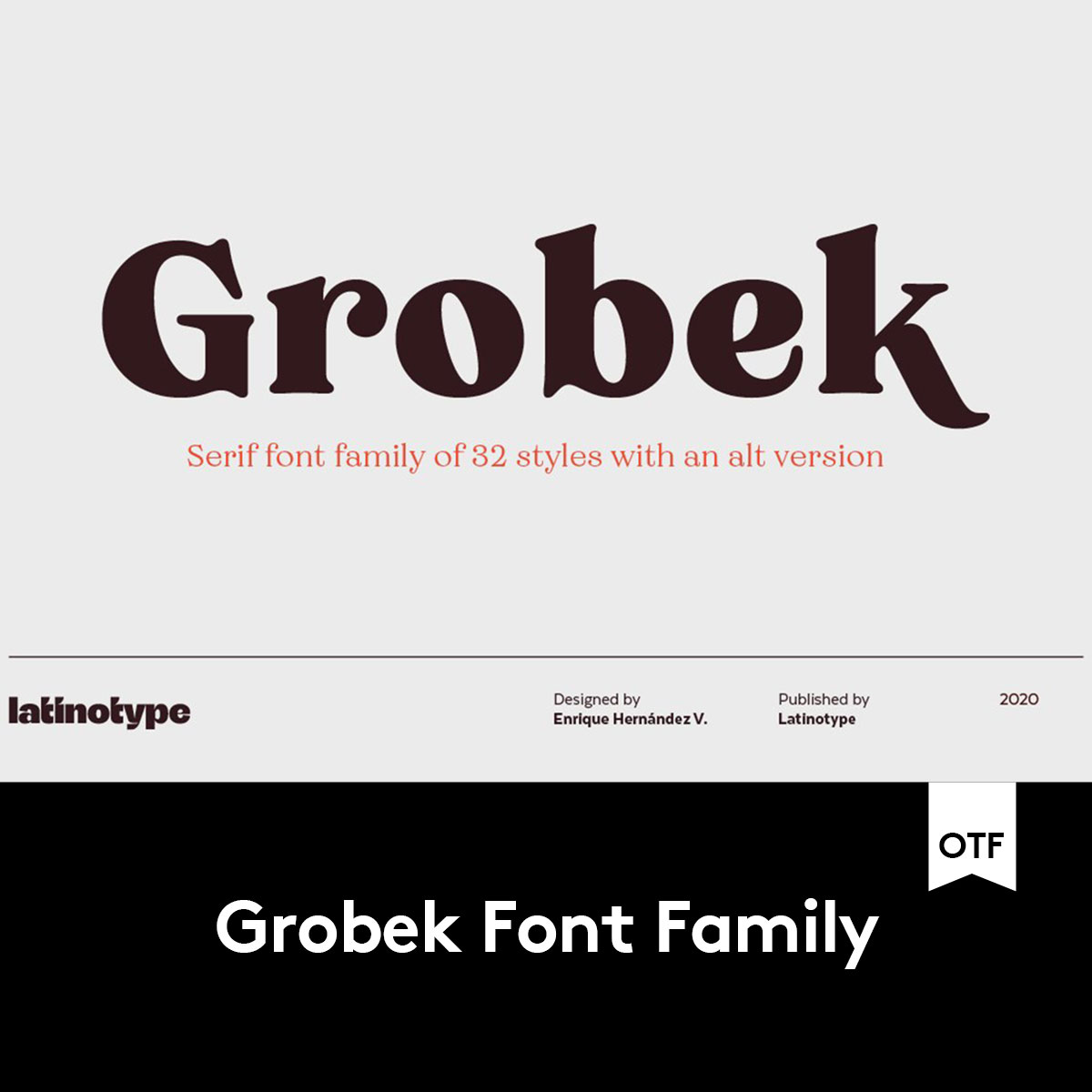Grobek Font 32款经典逆反差杂志标题徽标Logo设计衬线英文字体