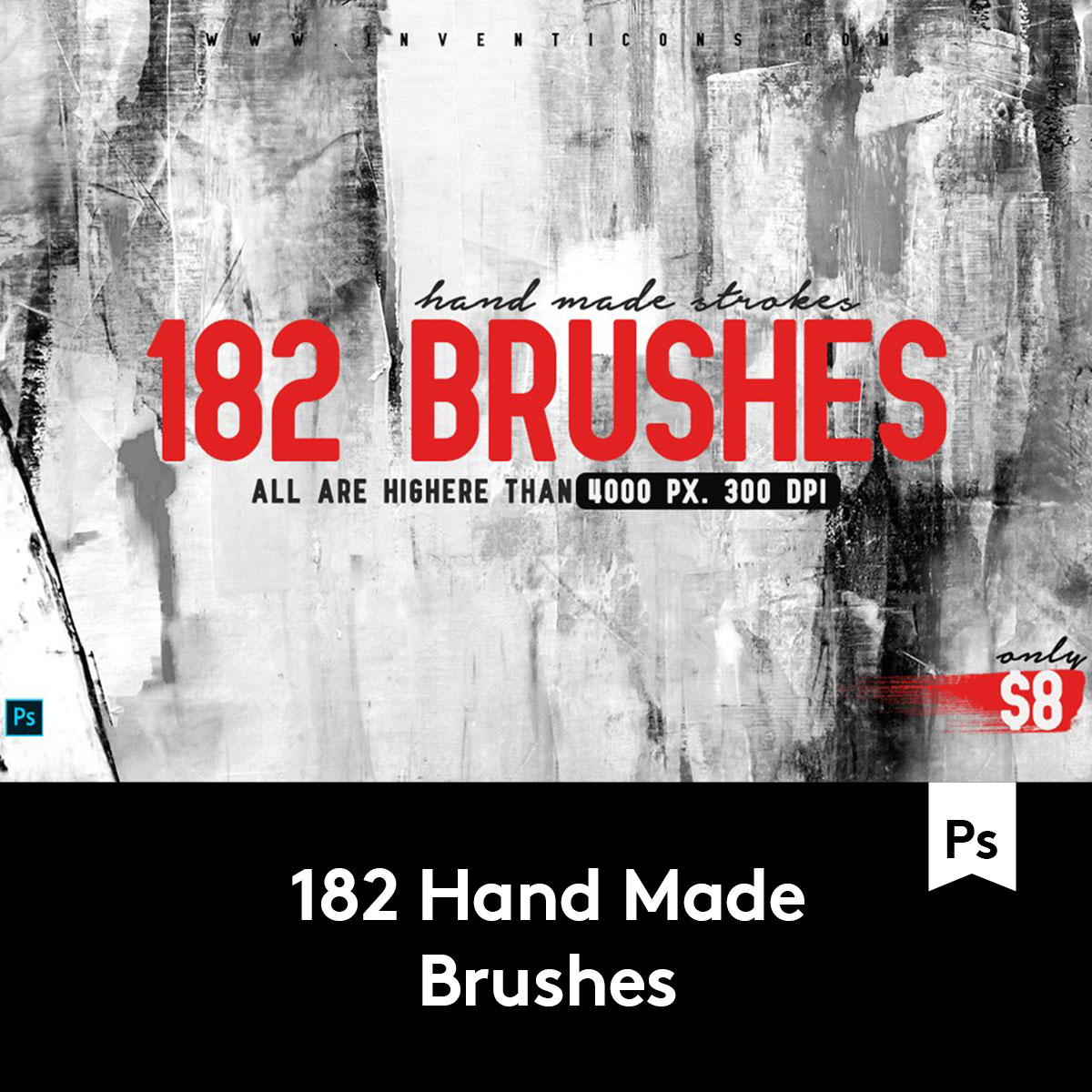 Hand Made Brushes 182款潮流手写毛笔笔触PS笔刷 B2020122001