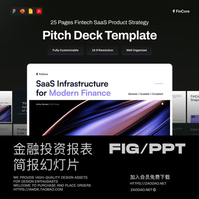 25页金融投资SaaS产品宣传介绍简报报表幻灯片设计PPT/Figma模板