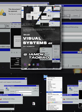 85组嘻哈复古Windows98/Mac电脑窗口边框对话框4k视频+音效套装
