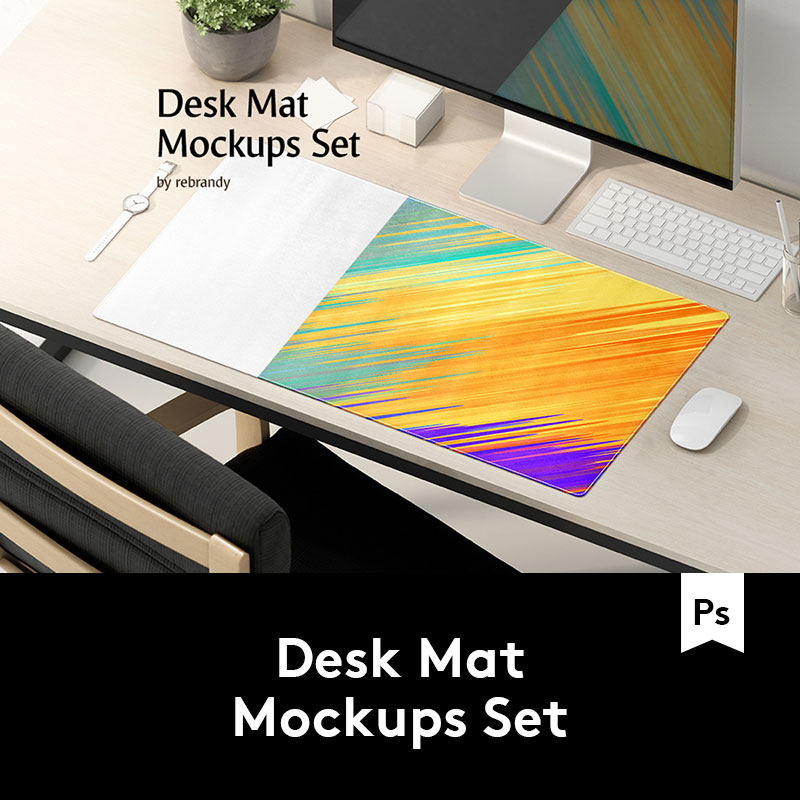 办公桌垫鼠标垫设计展示图样机模板 yj202002265