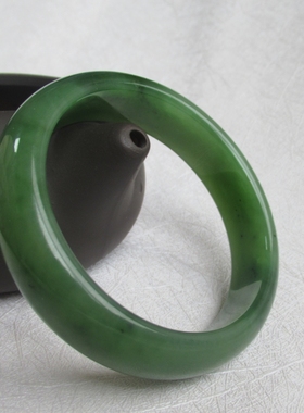 和田玉碧玉天然手镯手镯子礼物女款玉镯玉器玉石附证书52-62mm