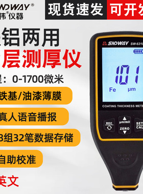 SNDWAY深达威涂层测厚仪SW6310A 汽车漆面检测漆膜仪镀锌层厚度计