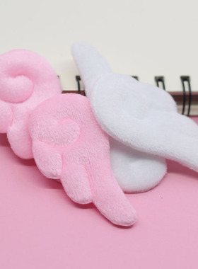 白色毛绒填充翅膀贴片可爱日系发卡头饰材料秋冬头发夹子饰品配件