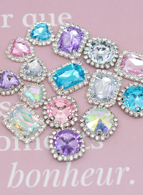 银底镶钻平底亚克力钻合金花托圆形花盘手工发饰头饰DIY饰品配件