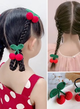 新年款红色毛线樱桃配件diy手工制作发饰材料大红车厘子（半成品