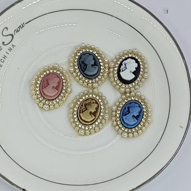 复古珍珠菱形花边内镶美人头花盘钻扣合金配件服饰包包配饰,饰品/流行首饰/时尚饰品新,其他DIY饰品配件,淘宝优惠券,粉丝福利购,淘宝优惠卷