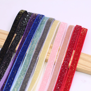 1厘米星点金葱植绒带包装丝带diy蝴蝶结发夹材料包手工制作发饰品