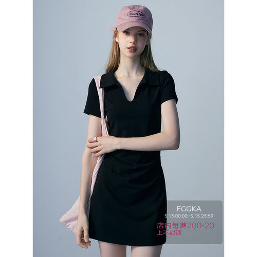 EGGKA黑色法式连衣裙女款