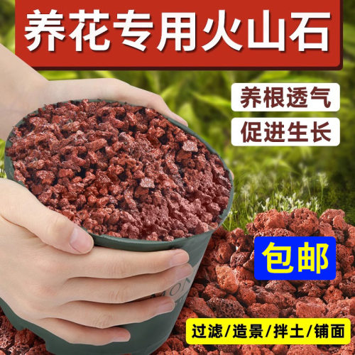 包邮火山石红色水池铺底鱼缸铺底天然原石花盆火山石颗粒生态造景