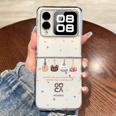 适用华为novaflips手机壳新款卡通头像Nova Flip折叠屏透明保护套flip超薄后壳全包防摔个性nova女款ins