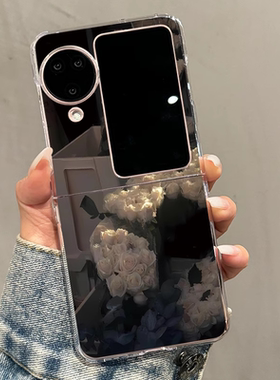 适用OPPOfindn3flip手机壳新款N2flip白色花束折叠屏保护套OPPO高级感时尚flip小众ins风创意防摔女款