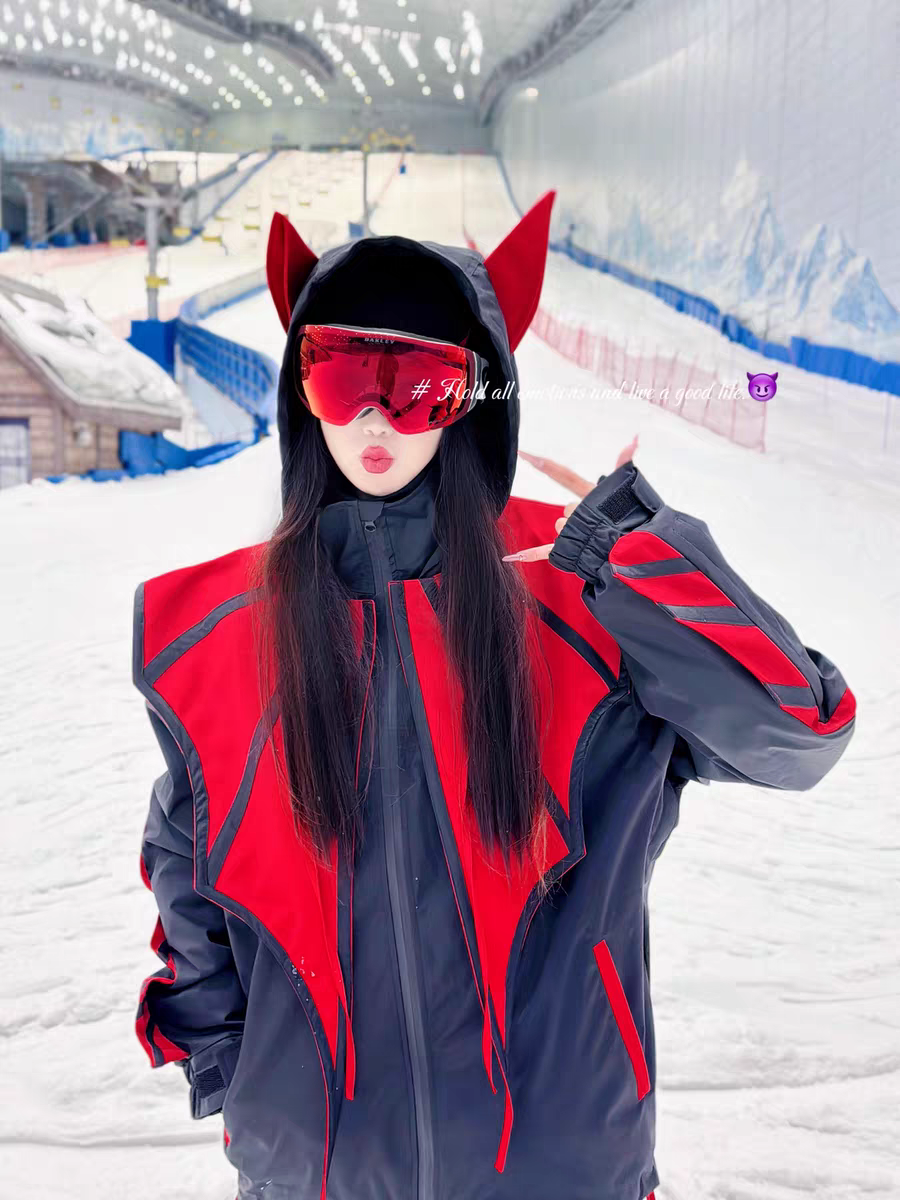 2025新款小恶魔滑雪服男女款单双板加厚保暖外套冬季户外运动套装