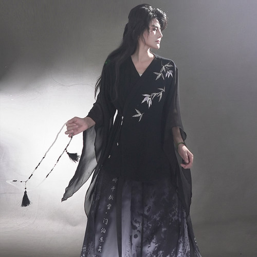 风雅司制原创竹叶吸汗交领上衣