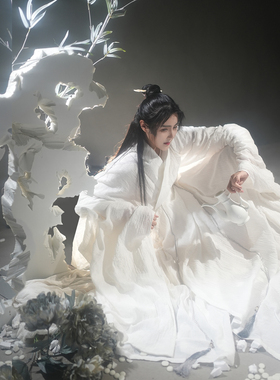 风雅司制原创道袍棉麻白色春夏仙气汉服男女国潮风纯色神明少女男