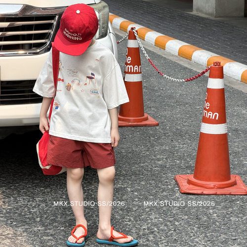 男童短袖T恤夏装2026童装新款韩版儿童宽松半袖上衣男孩夏季衣服