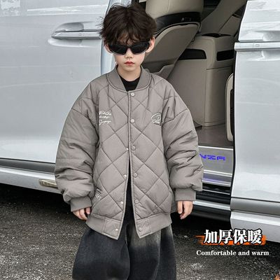 棉小铺男童棉服儿童秋季韩版2025新款刺绣童装夹棉加厚棒球服外套
