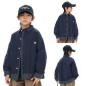 男童衬衫 儿童假两件衬衣男宝帅气拼接格子上衣潮 韩版 2026春季 新款