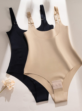薄款塑身衣夏款收腹束腰塑形排扣裆部无痕新夏天连体束身美体内衣