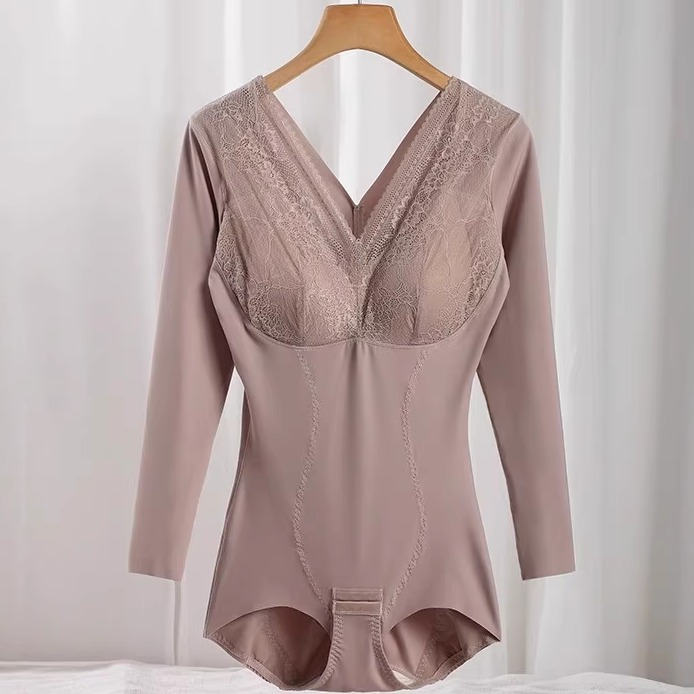 收小肚子免穿文胸秋冬长袖束身衣