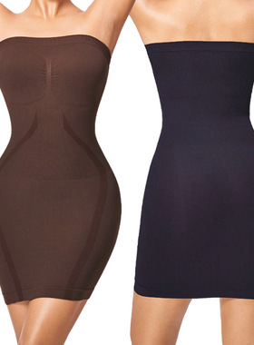 连体塑身衣塑身裙内搭抹胸礼服裙收腹束腰美体无肩带内衣女包臀裙