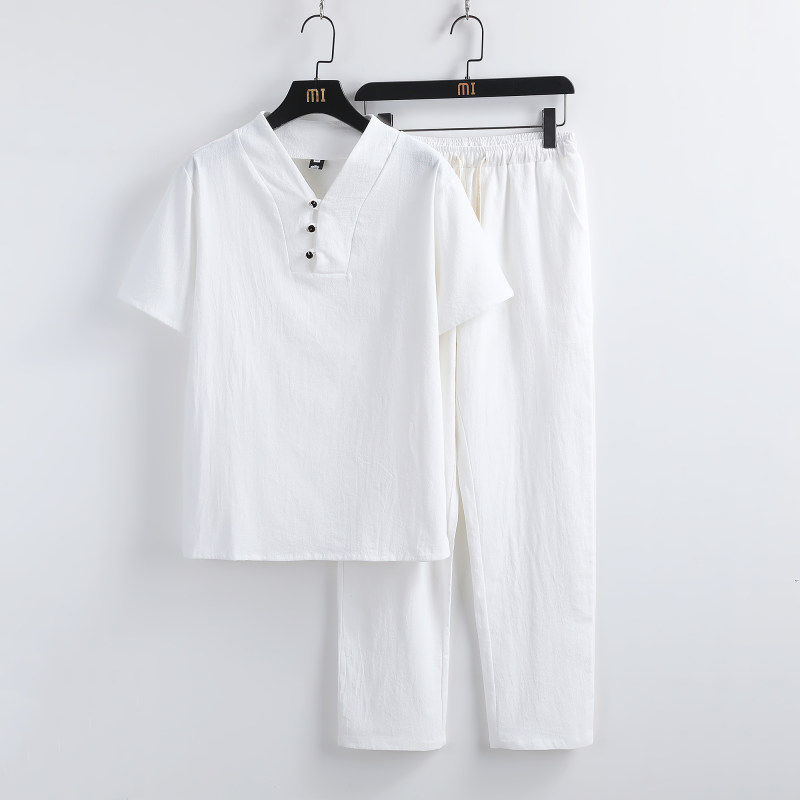 佛系禅意套装亚麻道服女中国风唐装茶服中式打坐禅修居士服男定制