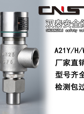 双泰安全阀A21H/W/Y/F丝扣外螺纹活接弹簧微启式铸钢不锈钢泄压阀