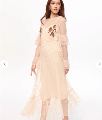 泰国潮牌小众网纱纱刺绣仙女