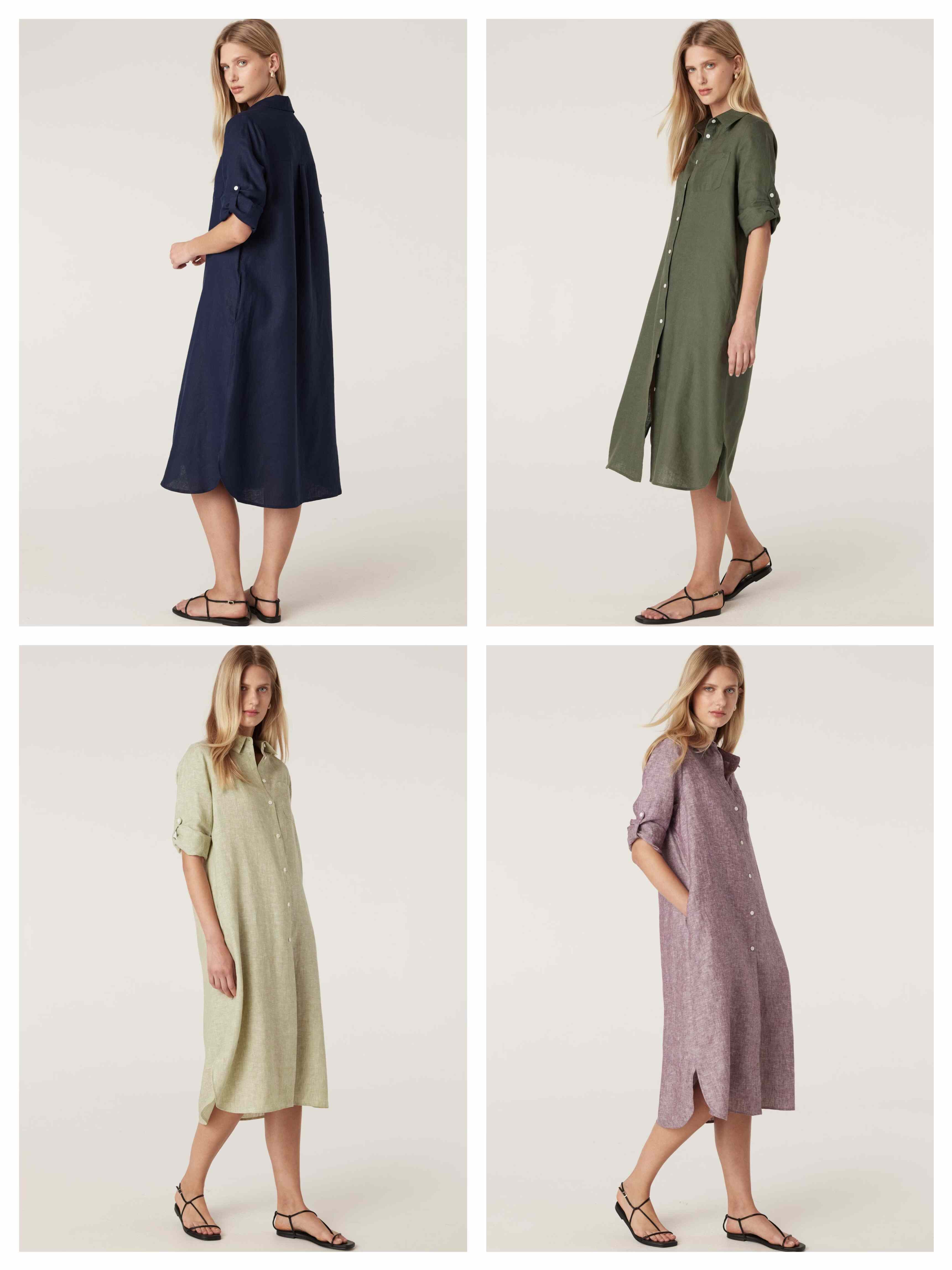 外贸好货亚麻文艺宽松连衣裙