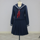 校供中间服女长袖 绀三本水手服套装 深水雏子水手服COS26折 酒诗