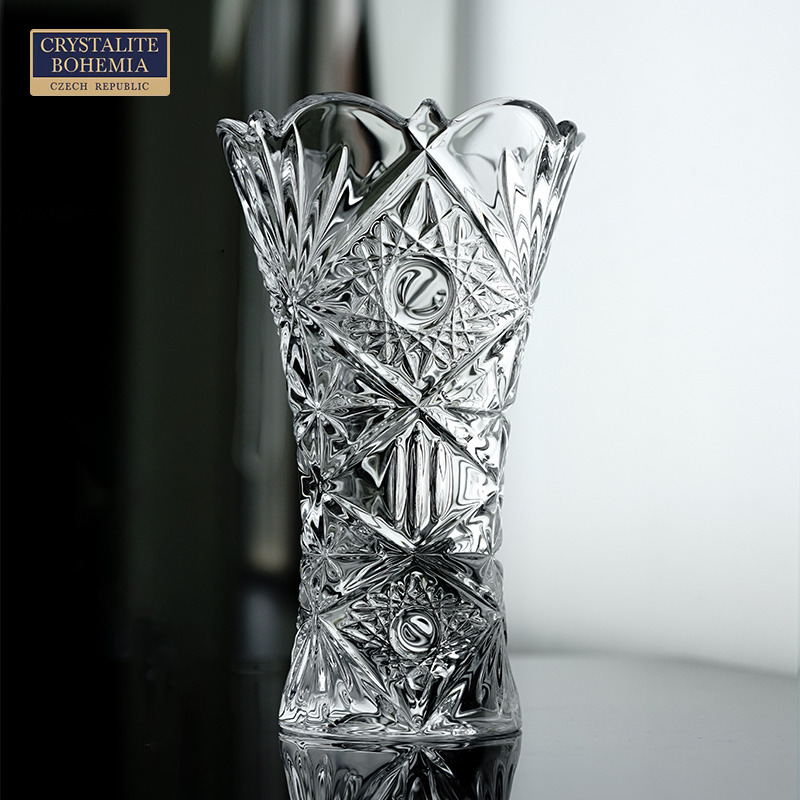 捷克水晶花瓶玻璃欧式桌面摆件