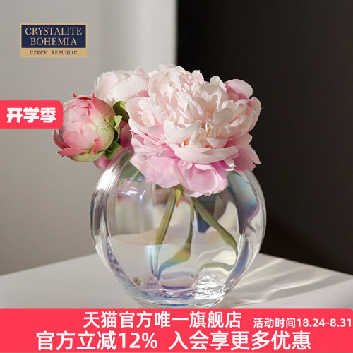 捷克产球形轻盈时尚炫彩水晶花瓶