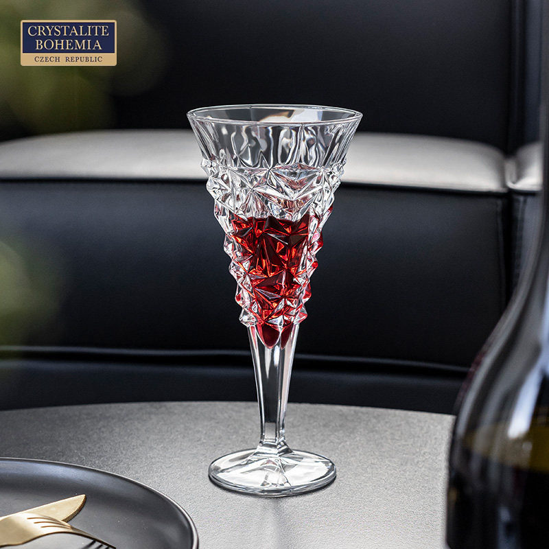 捷克bohemia进口 水晶玻璃红酒杯北欧风立体冰裂杯个性创意香槟杯