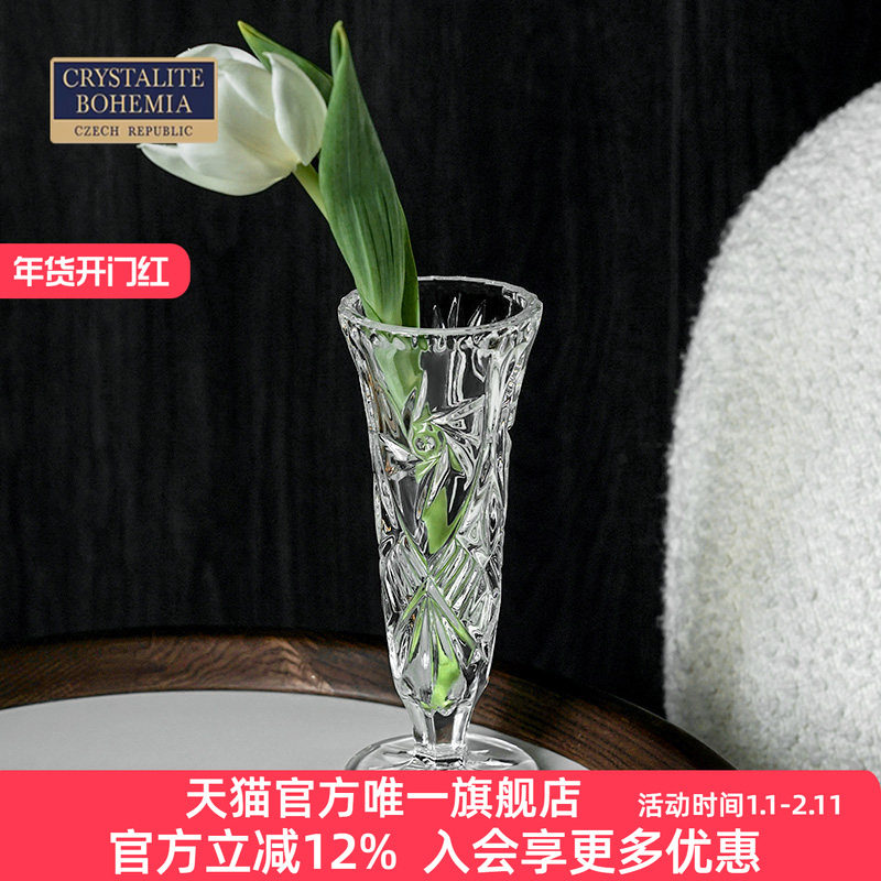 BOHEMIA捷克进口欧式玻璃花瓶 插花小号透明鲜花干花现代客厅摆件,家居饰品,花瓶,淘宝优惠券,粉丝福利购,淘宝优惠卷