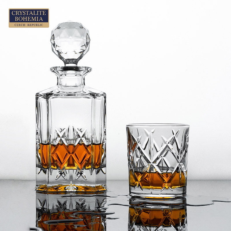 捷克BOHEMIA进口水晶玻璃威士忌杯洋酒杯 酒瓶酒具套装 复古高档