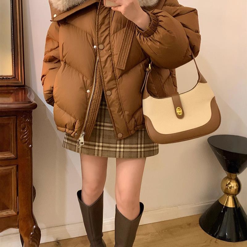 大毛领小个子羽绒棉服女款冬季2025新款韩版抽绳短款棉袄棉服外套