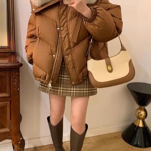 大毛领小个子羽绒棉服女款冬季2025新款韩版抽绳短款棉袄棉服外套