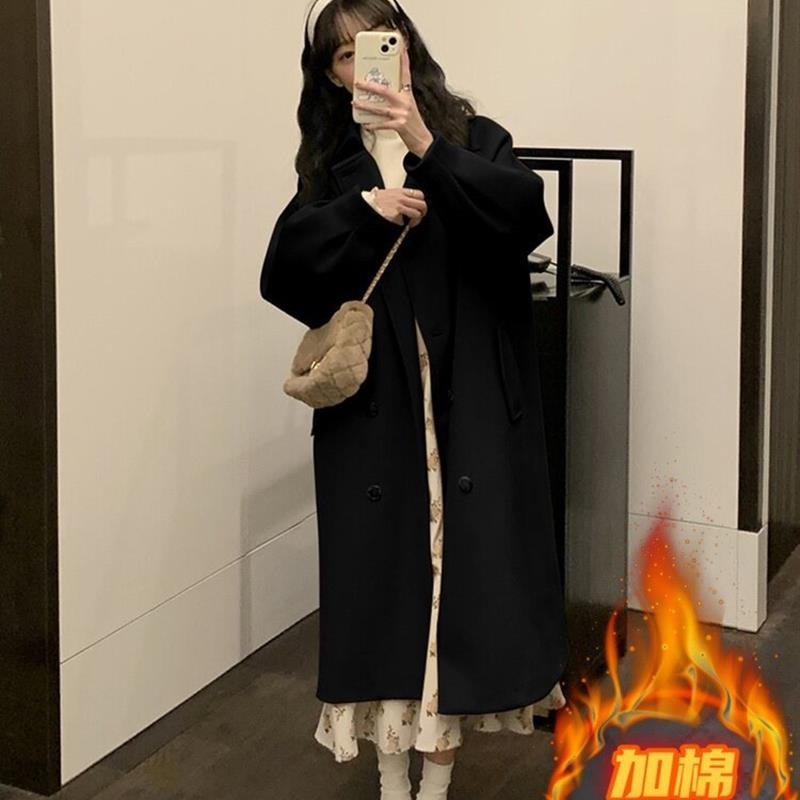 冬季赫本风大衣高级感加厚小个子毛呢外套女装2025新款中长款风衣