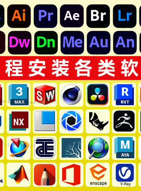 远程软件安装ps/cad/pr/su/ai/sw/C4D/2025 平面设计办公视频Mac