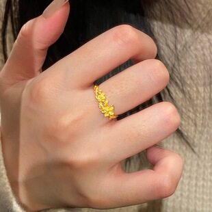 开口可调节JZ092 蝶恋花戒指风气质轻奢高级感时尚 钛钢戒指 新款