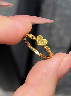 钛钢戒指 高级感造型一心一爱简奢浪漫开口可调节戒指JZ086